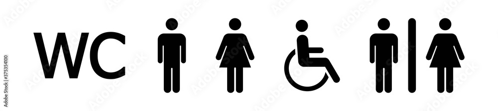 Set of WC symbole, toilet vector icons set, male or female restroom signs, icons, sanitär Set of WC symbole, toilet vector icons set, male or female restroom signs, icons, sanitär
