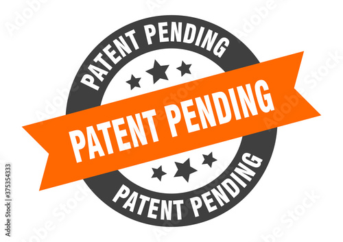 patent pending sign. round ribbon sticker. isolated tag