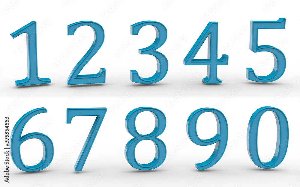 3D numbers 1234567890 on white background 3D numbers 1234567890 on white background