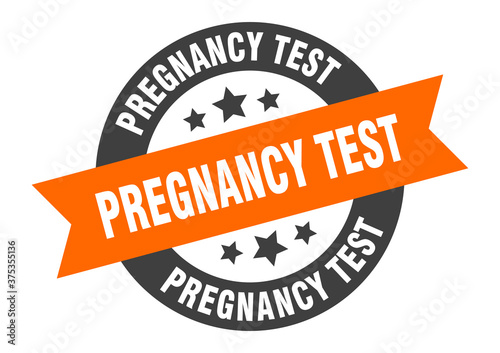 pregnancy test sign. round ribbon sticker. isolated tag