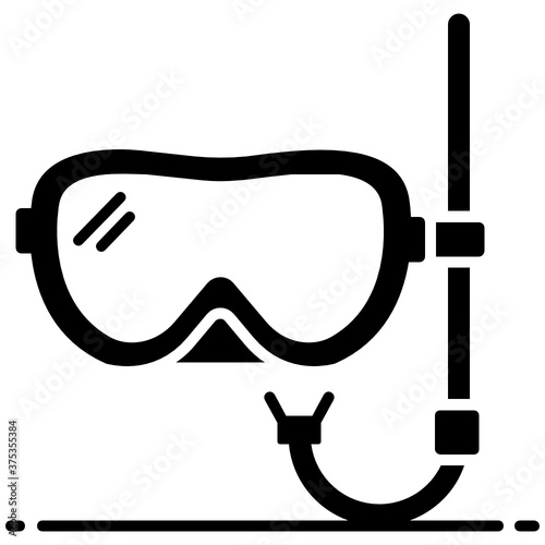  Trendy style of scuba mask, underwater diving equipment icon 