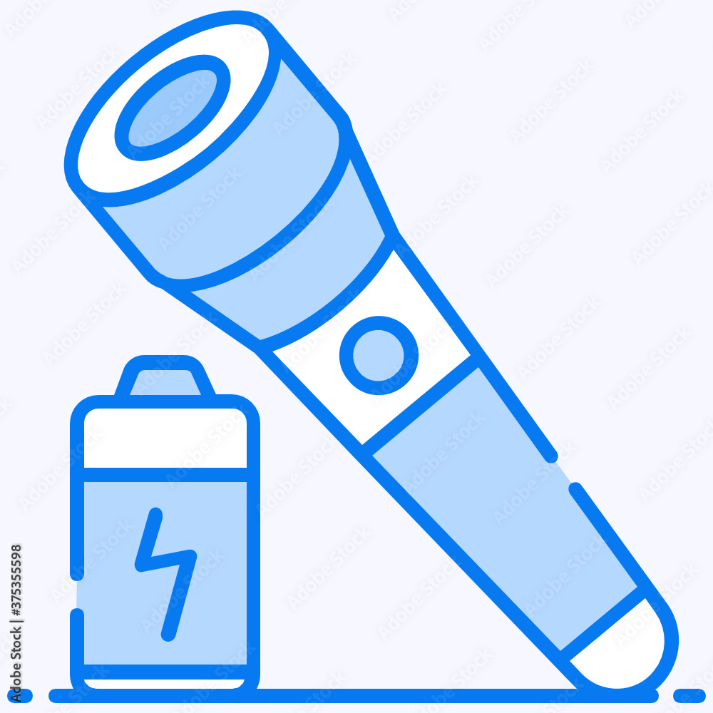 A portable torch light with battery in icon
A portable torch light with battery in icon