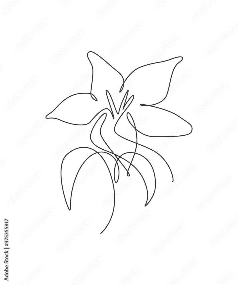 One continuous line drawing beautiful abstract orchid flower. Minimal fresh beauty natural concept. Home wall decor, poster, tote bag, fabric print. Single line draw design graphic vector illustration One continuous line drawing beautiful abstract orchid flower. Minimal fresh beauty natural concept. Home wall decor, poster, tote bag, fabric print. Single line draw design graphic vector illustration