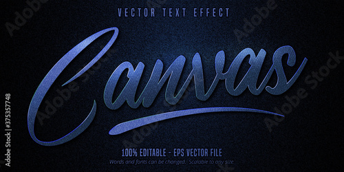 Canvas text, editable text effect on dark blue canvas background