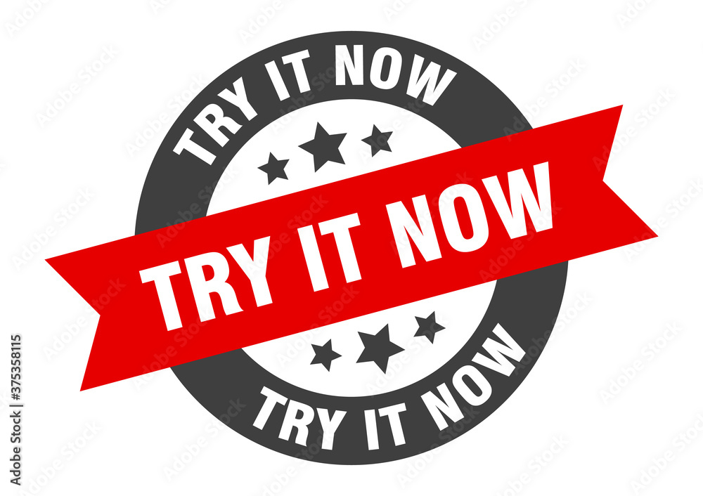 Fototapeta premium try it now sign. round ribbon sticker. isolated tag