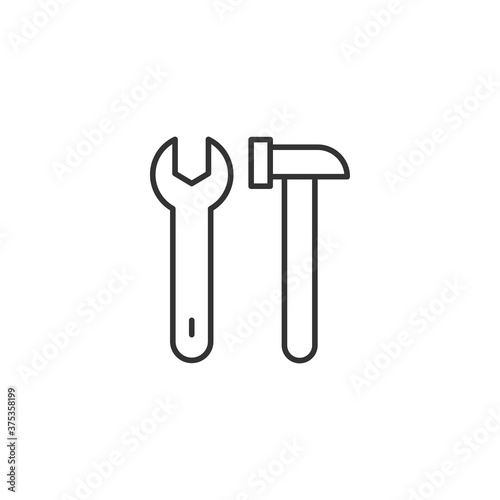 Hummer and wrench icon. Repair tools symbol modern  simple  vector  icon for website design  mobile app  ui. Vector Illustration