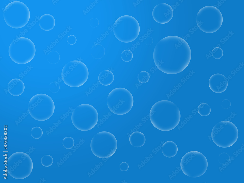 Floating bubbles water blue color background