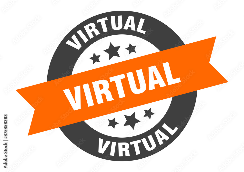 Fototapeta premium virtual sign. round ribbon sticker. isolated tag