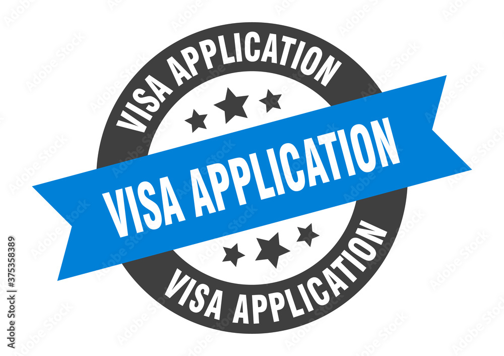 Fototapeta premium visa application sign. round ribbon sticker. isolated tag