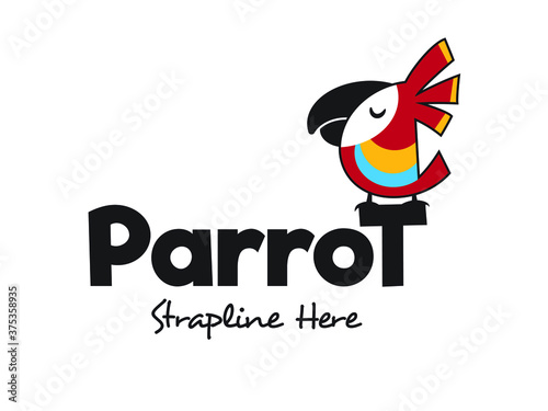 Fun bird, parrot logo design. Vector.