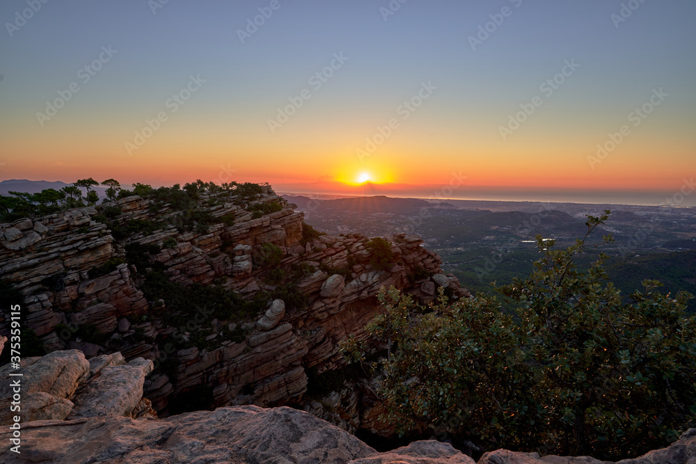 Beautiful dawn at the garbi viewpoint, rodeno stone mountain in Valencia Spain Beautiful dawn at the garbi viewpoint, rodeno stone mountain in Valencia Spain