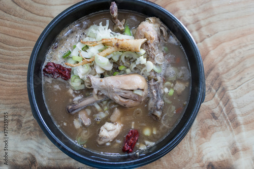 Samgyetang, or Traditional Korean Ginseng Chicken Soup. photo