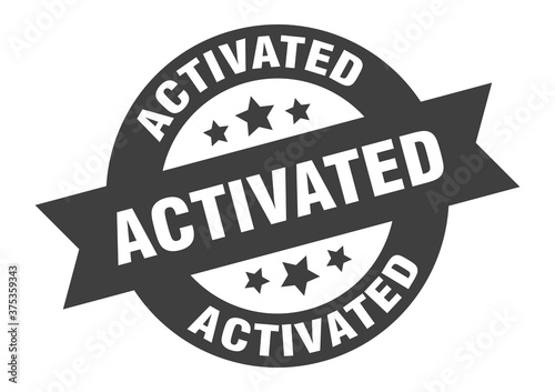 activated sign. round ribbon sticker. isolated tag