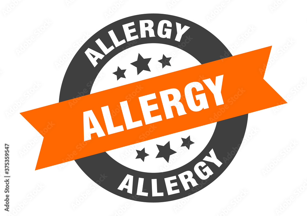 Fototapeta premium allergy sign. round ribbon sticker. isolated tag