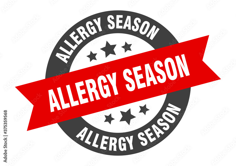 Fototapeta premium allergy season sign. round ribbon sticker. isolated tag