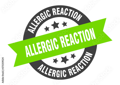 allergic reaction sign. round ribbon sticker. isolated tag