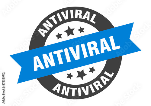 antiviral sign. round ribbon sticker. isolated tag