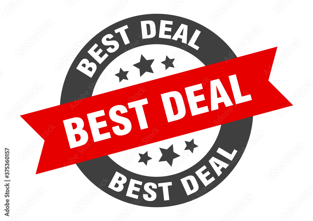 Fototapeta premium best deal sign. round ribbon sticker. isolated tag