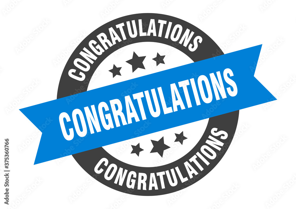 Fototapeta premium congratulations sign. round ribbon sticker. isolated tag
