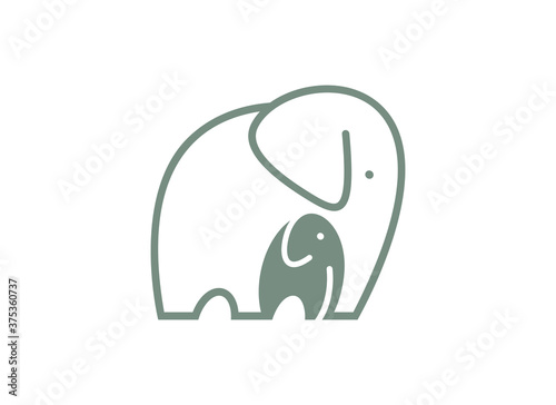 Elephant and baby logo, emblem or symbol