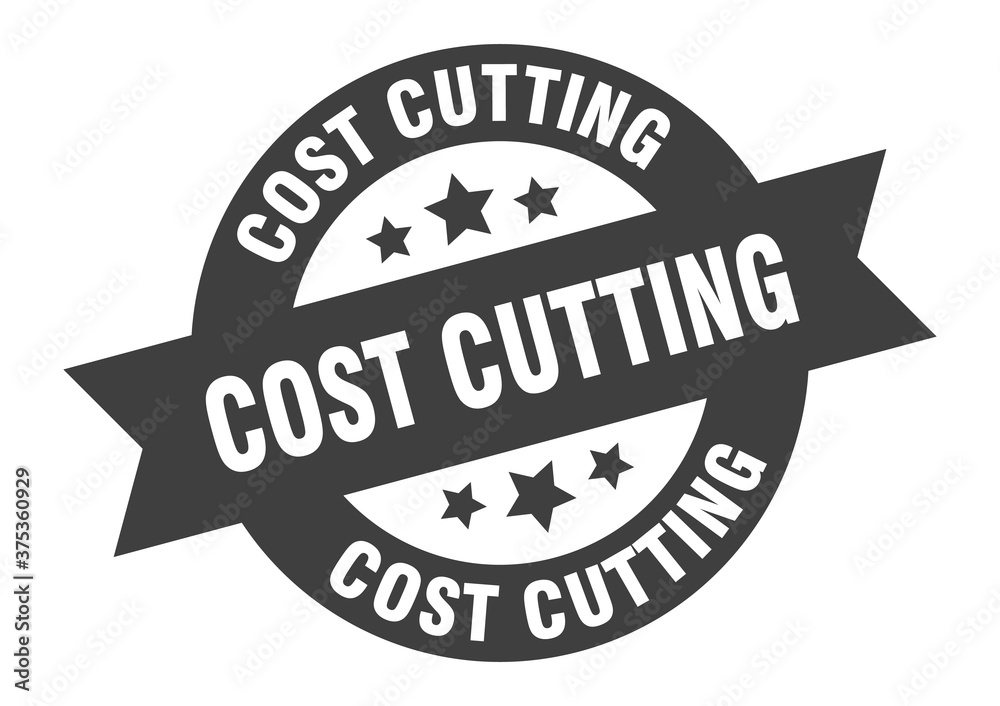 cost cutting sign. round ribbon sticker. isolated tag