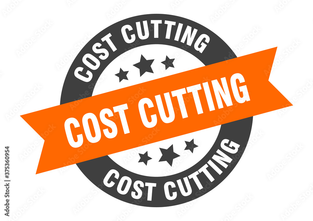 Fototapeta premium cost cutting sign. round ribbon sticker. isolated tag