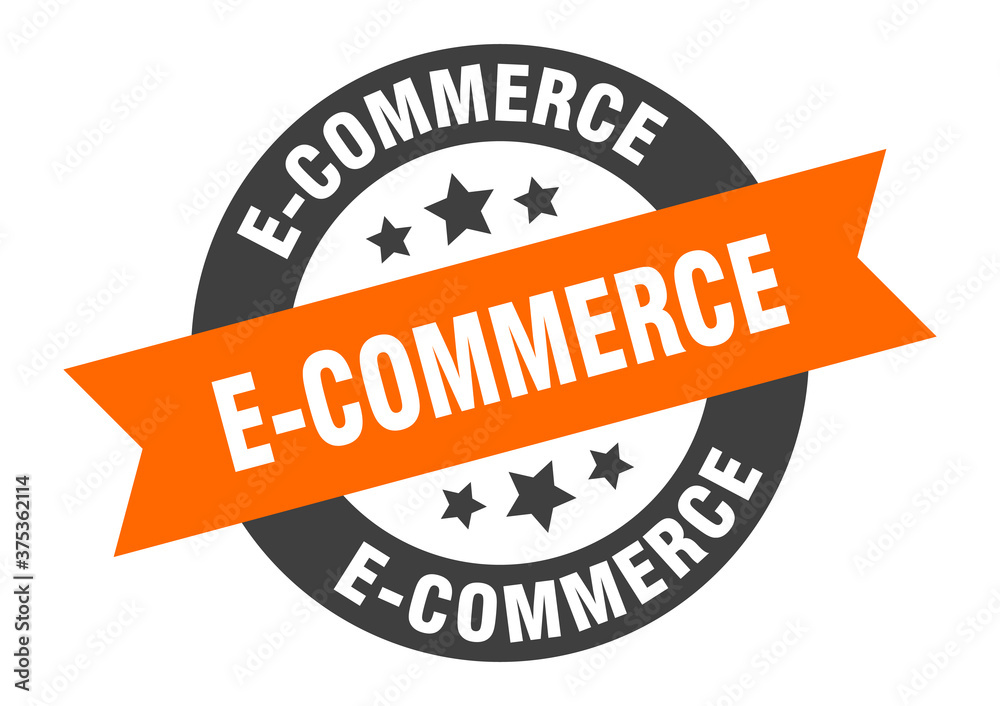 Fototapeta premium e-commerce sign. round ribbon sticker. isolated tag