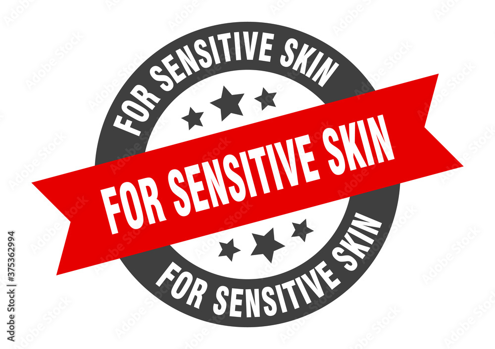 Obraz premium for sensitive skin sign. round ribbon sticker. isolated tag