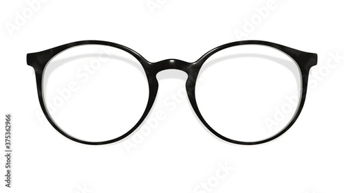 black glasses on white background photo