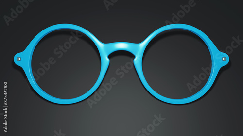 blue glasses on black background