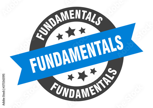 fundamentals sign. round ribbon sticker. isolated tag