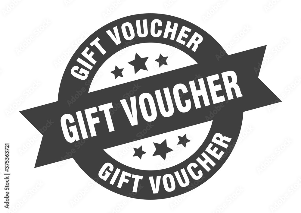 Fototapeta premium gift voucher sign. round ribbon sticker. isolated tag