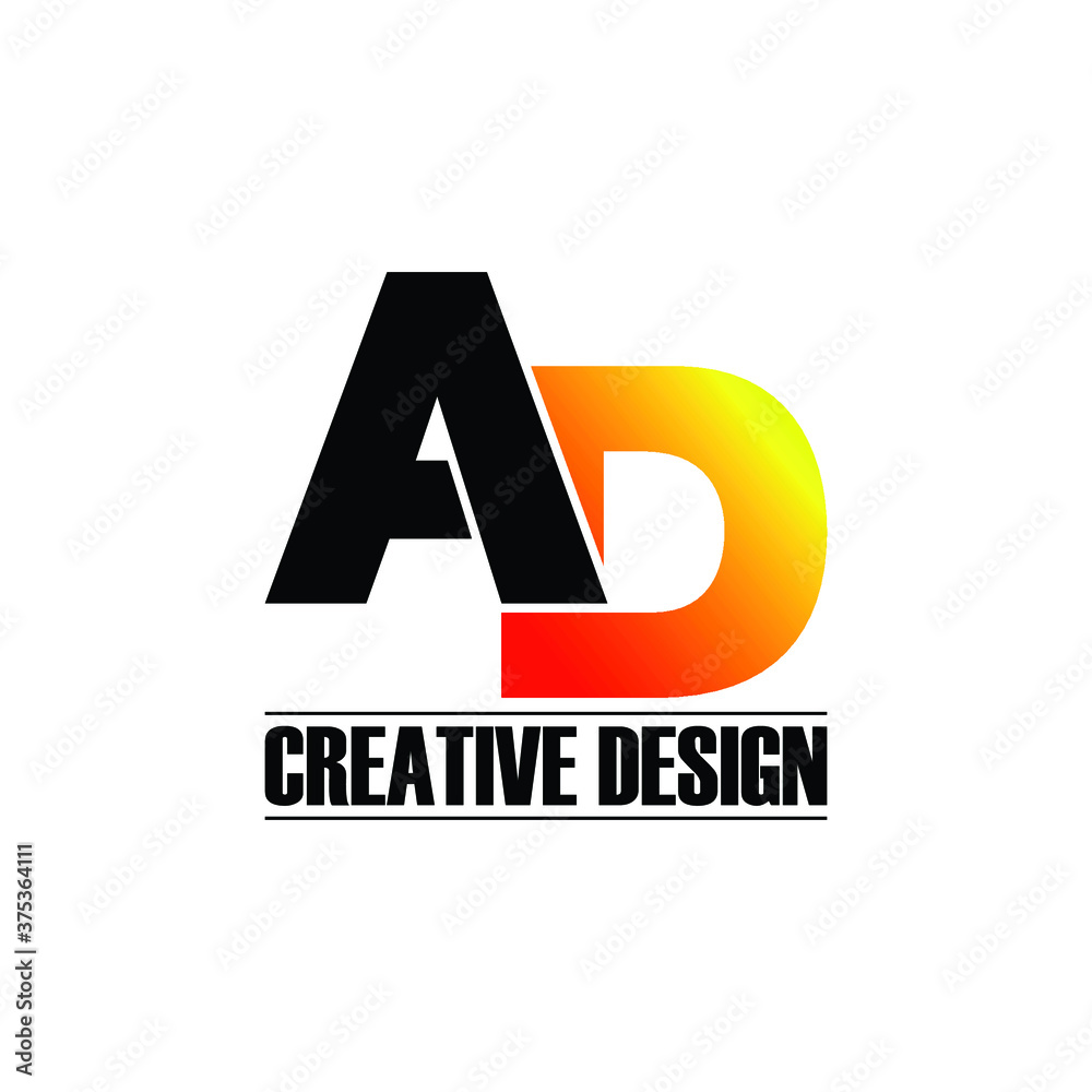 Letter AD simple logo design vector