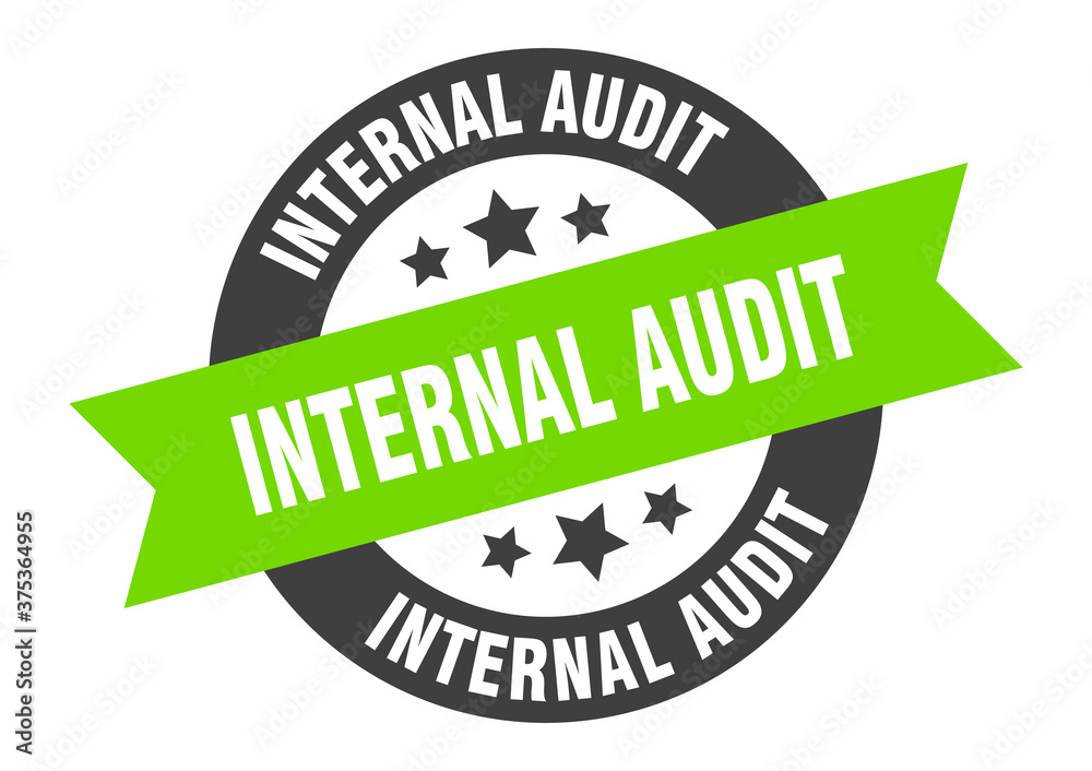 Obraz premium internal audit sign. round ribbon sticker. isolated tag