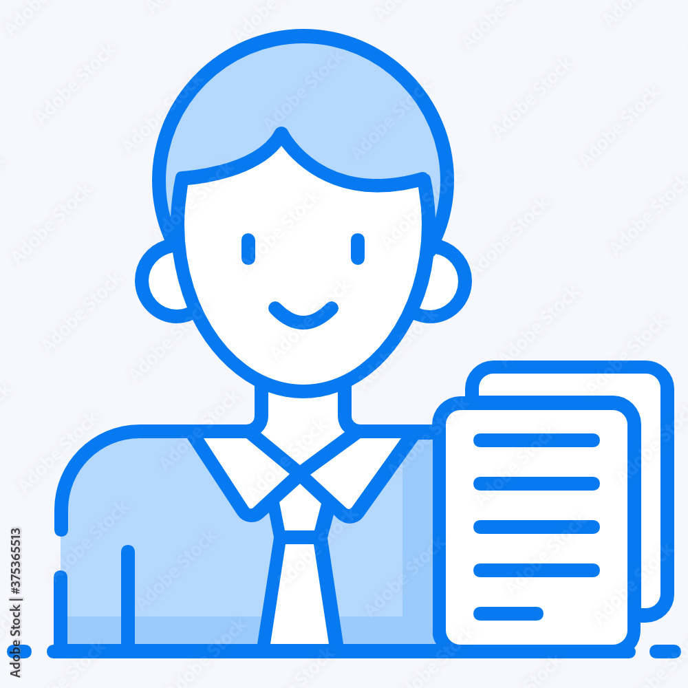 
A person employed in an office, clerk icon in style 
