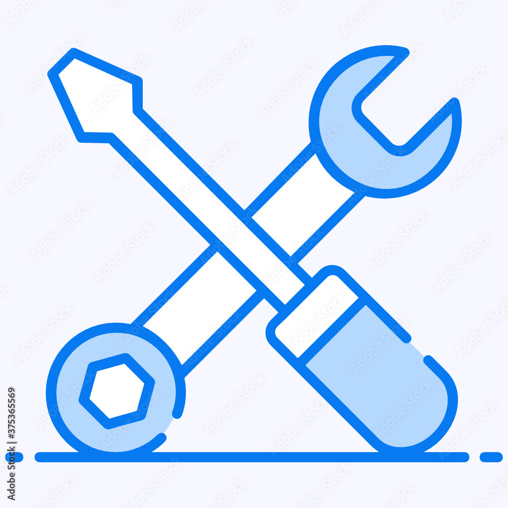 Maintenance tools, screwdriver with spanner in flat style
Maintenance tools, screwdriver with spanner in flat style