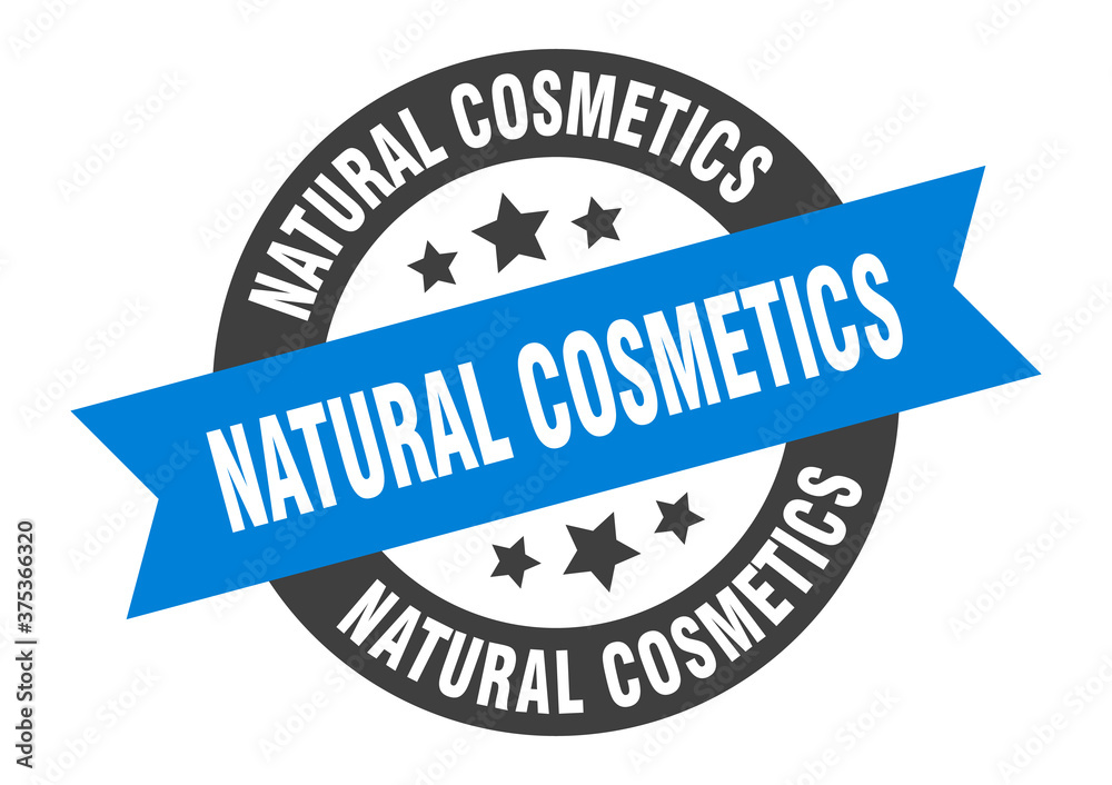 Obraz premium natural cosmetics sign. round ribbon sticker. isolated tag