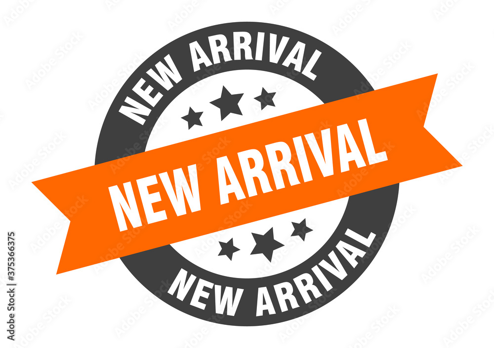 Fototapeta premium new arrival sign. round ribbon sticker. isolated tag