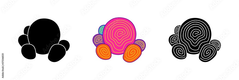 Fototapeta premium Vector illustration of cacti isolated on a white background. Icons, silhouettes of cacti. Mexican desert cactus, tropical plants, summer garden. Abstract creative decorative cactus, succulent, aloe