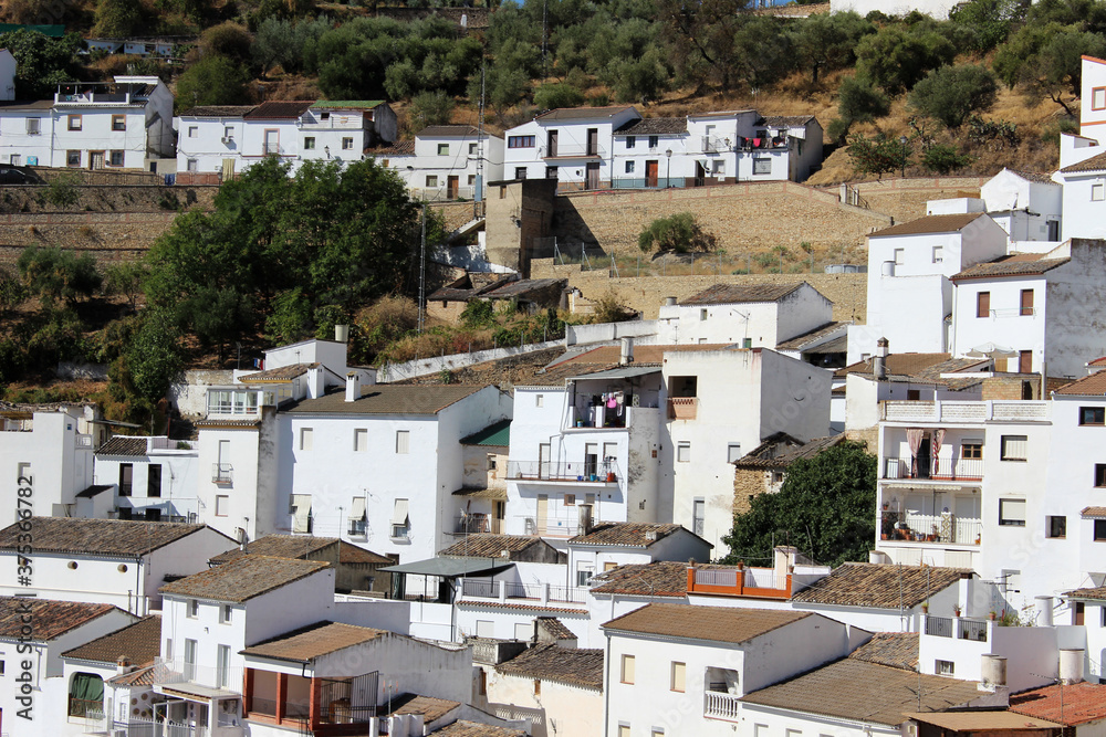 Landscape of Setenil de las Bodegas, white village of Cádiz (Andalusia, Spain) 