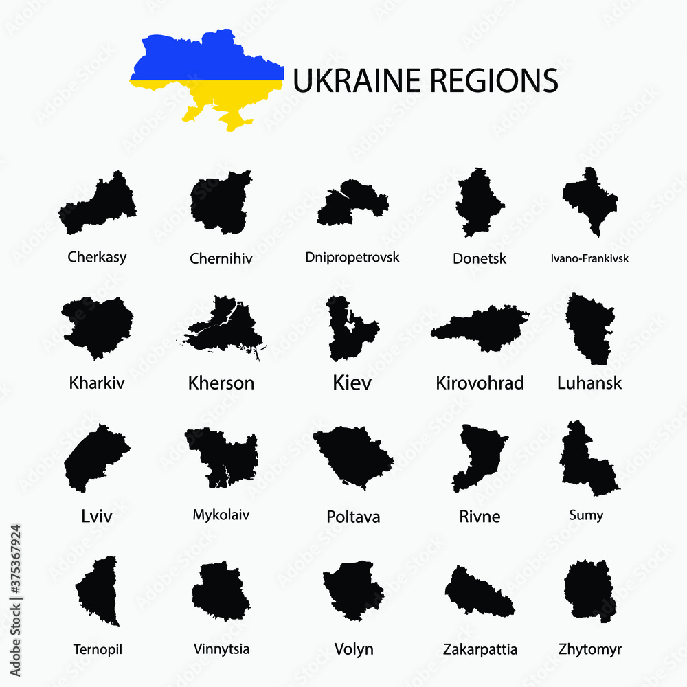 Map of regions in Ukraine graphic element Illustration template designs
