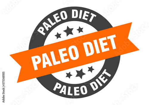 paleo diet sign. round ribbon sticker. isolated tag