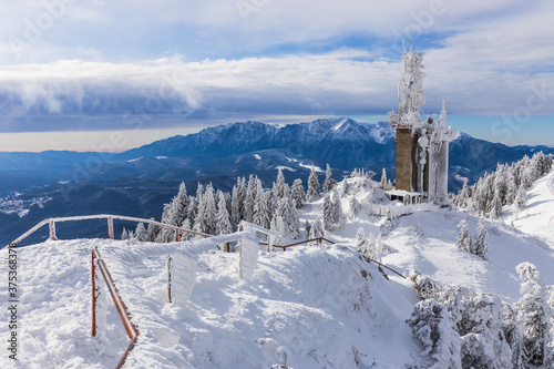 Poiana Brasov, Romania. View from Postavarul peak, Bucegi mountains in background.