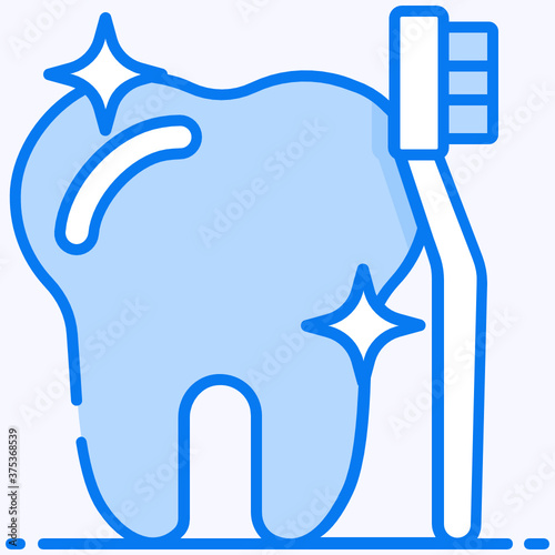 
Tooth with brush, oral hygiene icon
