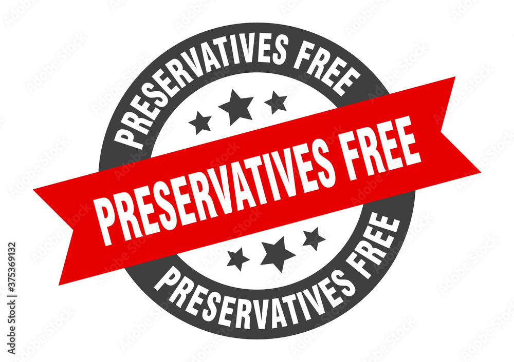 Obraz premium preservatives free sign. round ribbon sticker. isolated tag