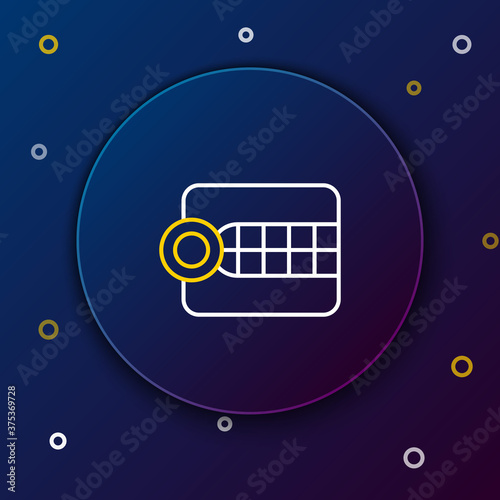 Line Dentures model icon isolated on blue background. Dental concept. Colorful outline concept. Vector.