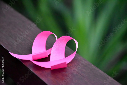 Pink ribbon, sign of women breast cancer project.