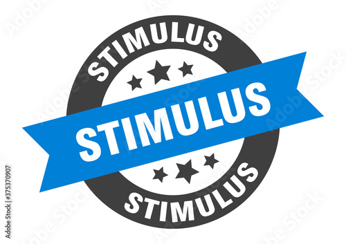 stimulus sign. round ribbon sticker. isolated tag