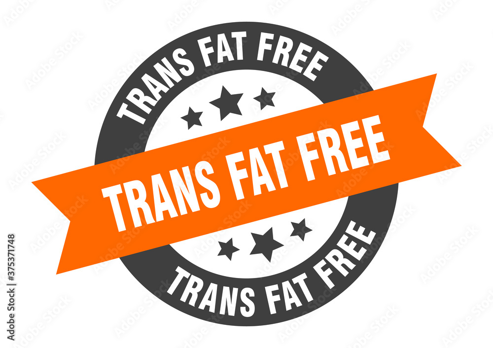 Fototapeta premium trans fat free sign. round ribbon sticker. isolated tag