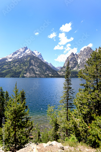 Grand Tetons view from the shore